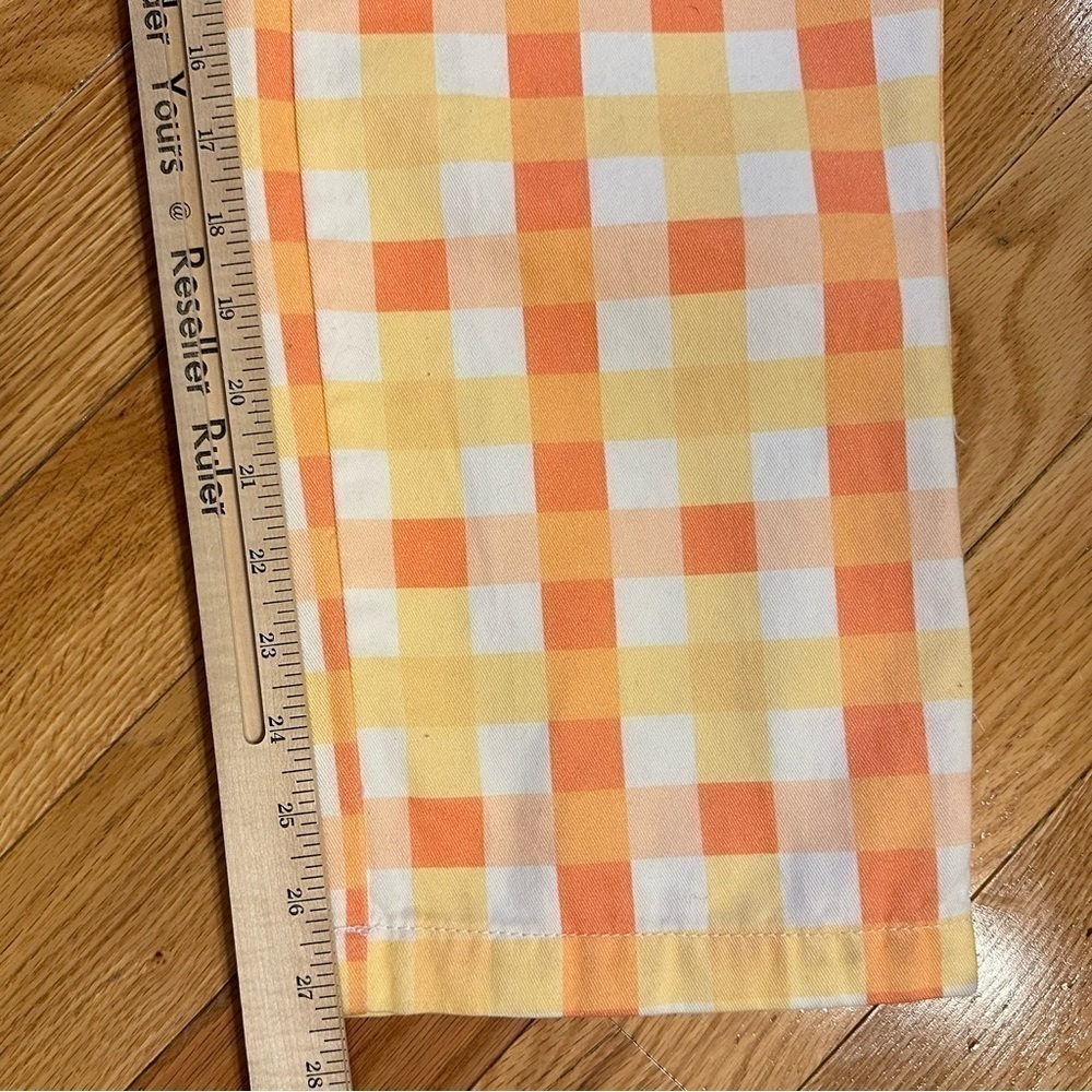 Free People She's All That Plaid Crop High Waist Pants Orange Yellow Sz 12 New - Picture 9 of 10